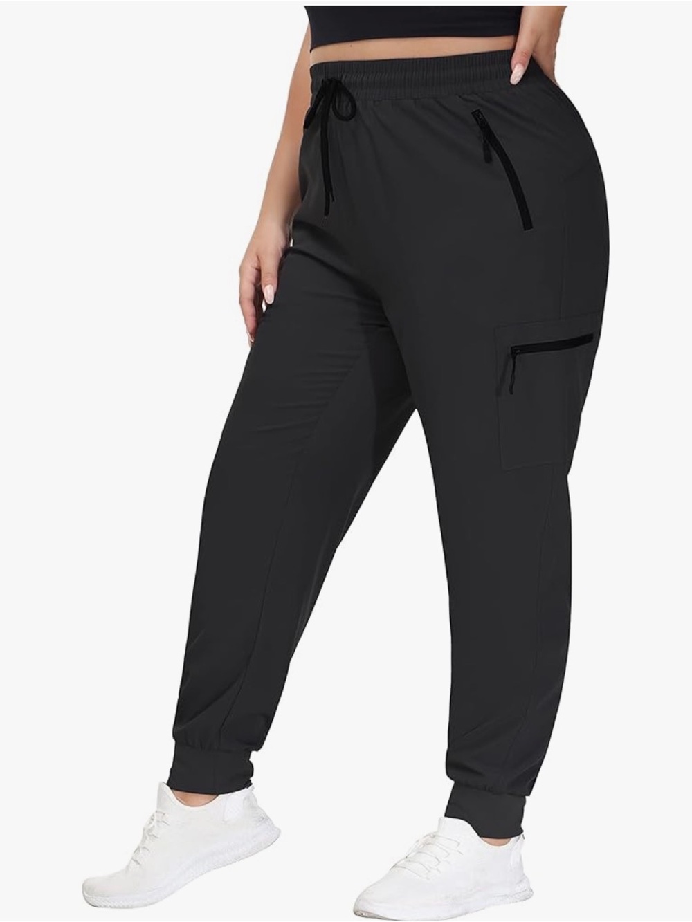 Women’s Black Cargo Jogger Pants with Drawstring Waist size 4 X